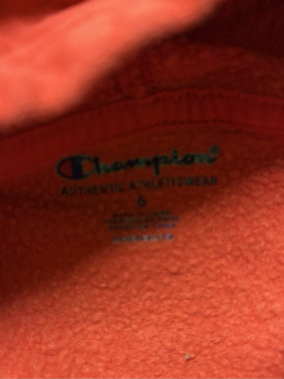 Youth Champion Red Sweatshirt Hoodie Logo Size 6 - Picture 3 of 3
